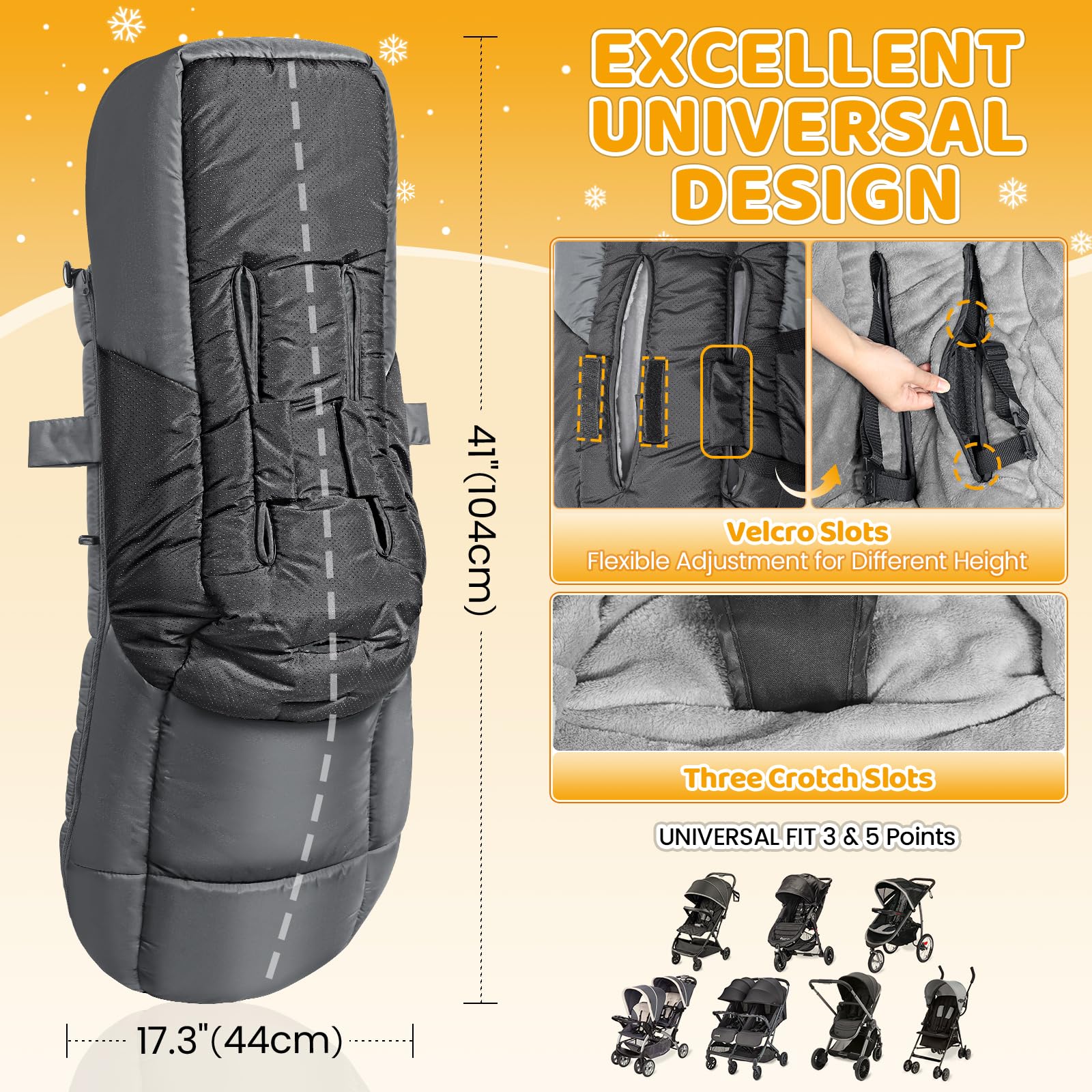IvyWind footmuff non-slip particles and hook-and-loop fasteners