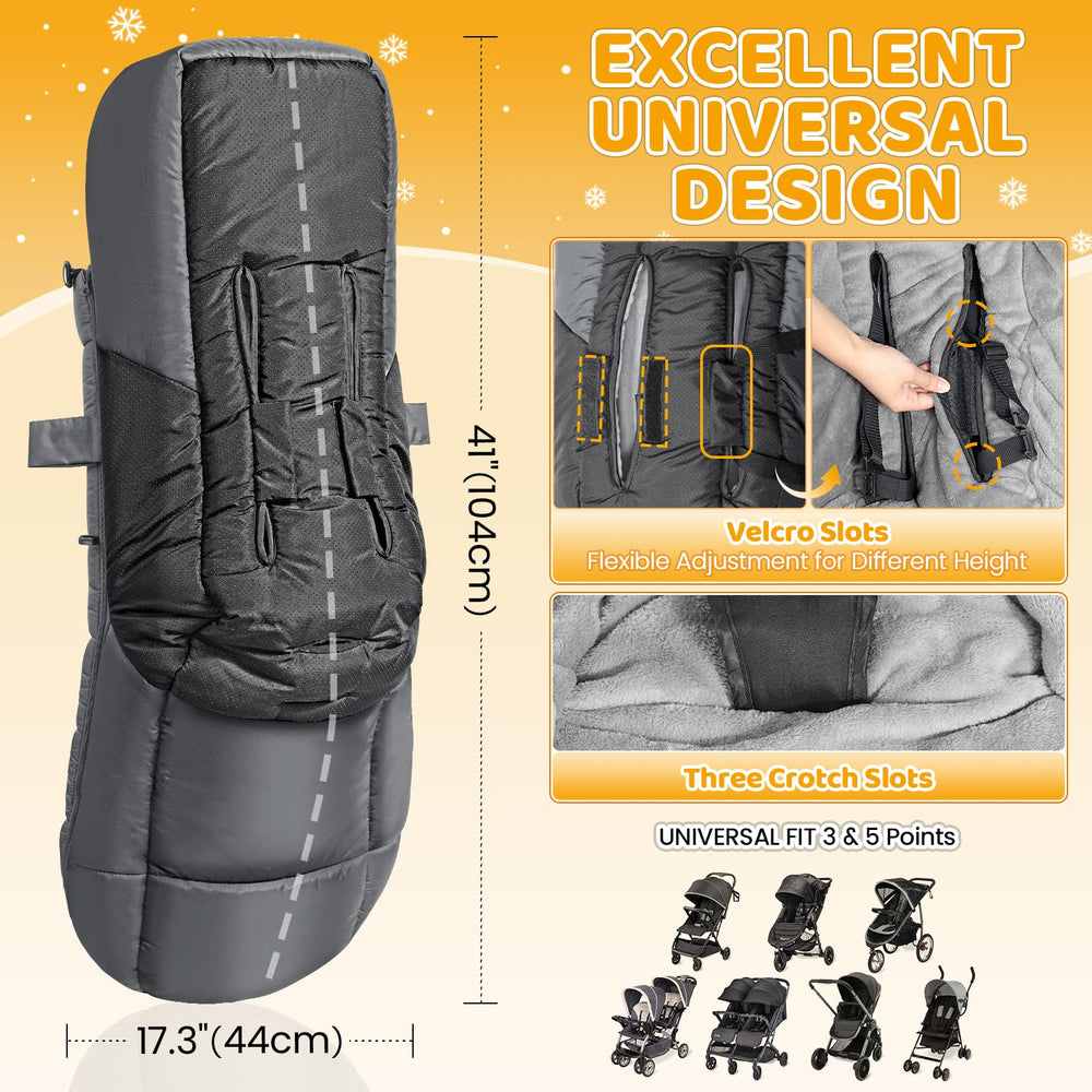 IvyWind footmuff non-slip particles and hook-and-loop fasteners