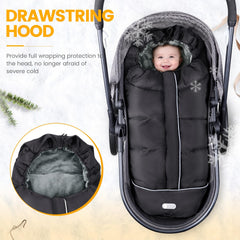 IvyWind waterproof fabric protects against snow and rain for outings.