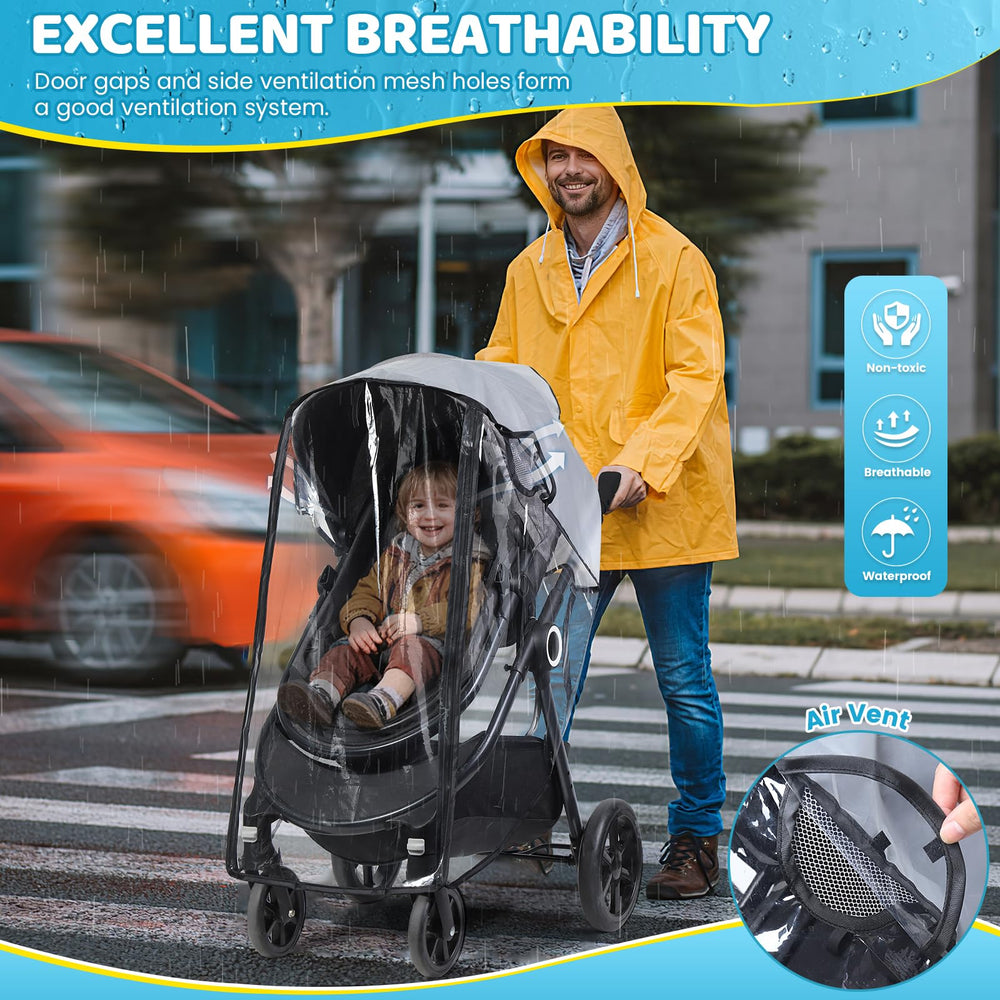 IvyWind Stroller Rain Cover zipper opening enables easy access