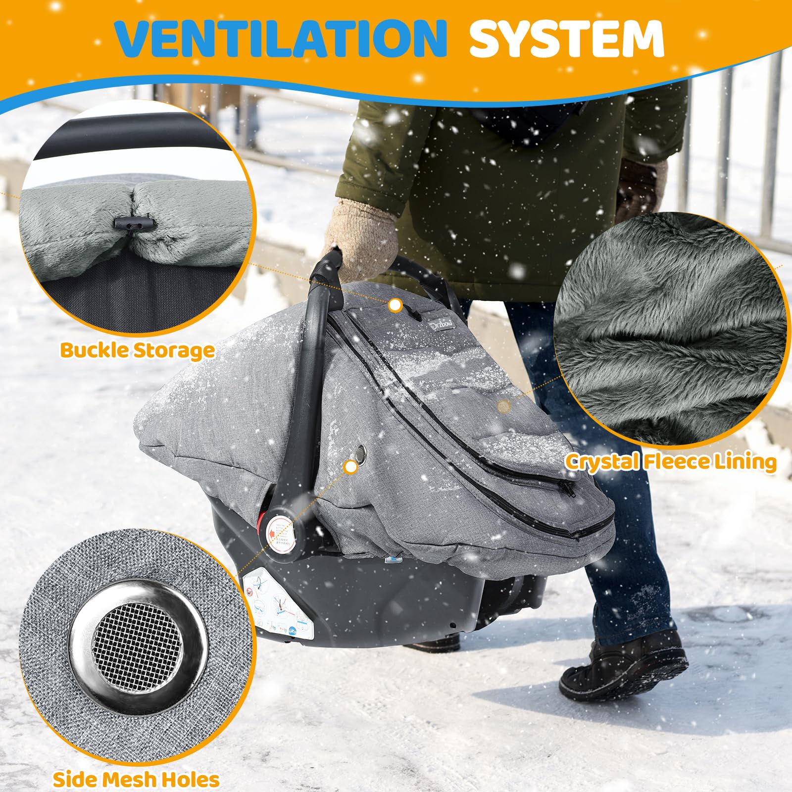 IvyWind two-way zip front opening for easy access to baby