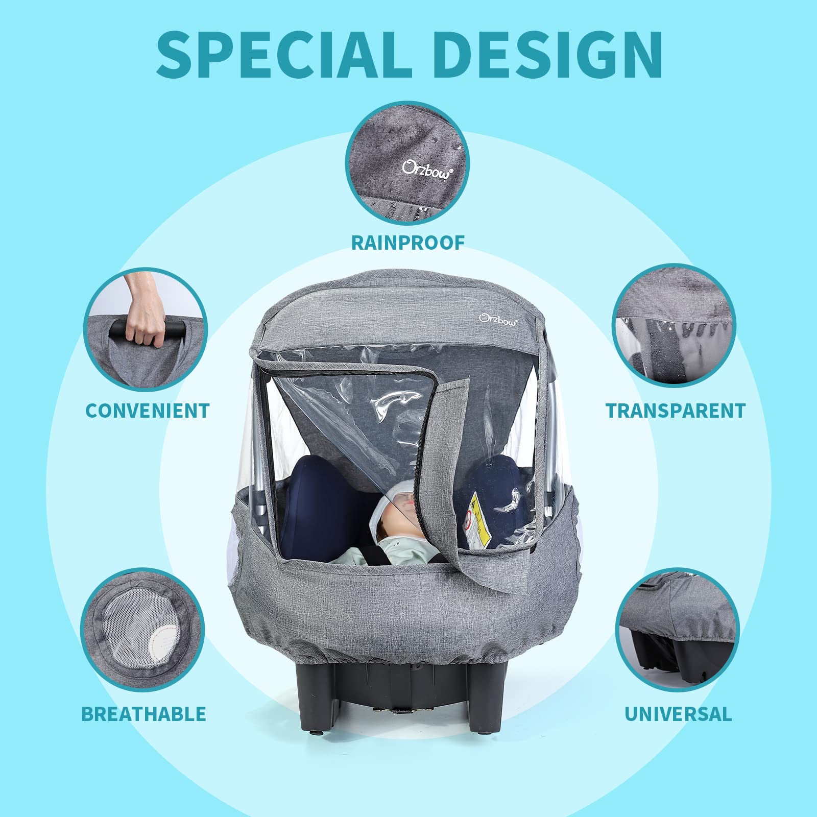 IVYWind universal rain cover transparent window for unobstructed baby view.
