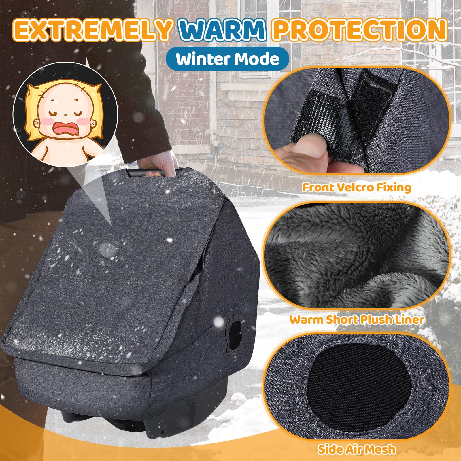 I ivyWind universal car seat rain cover with zipper door for easy access.