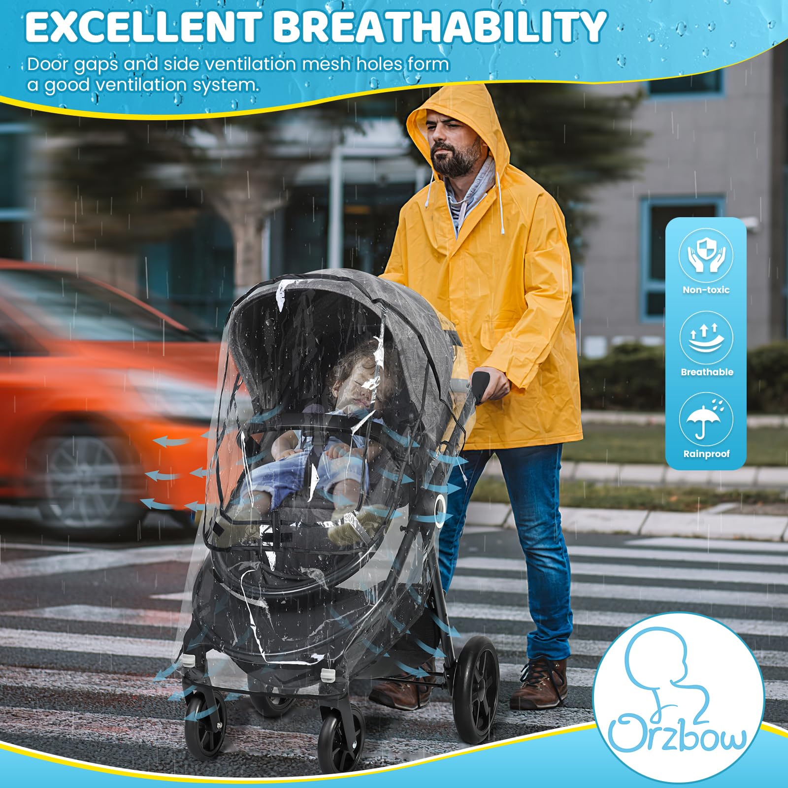 Extended ventilation slits improve airflow to keep baby comfortable.
