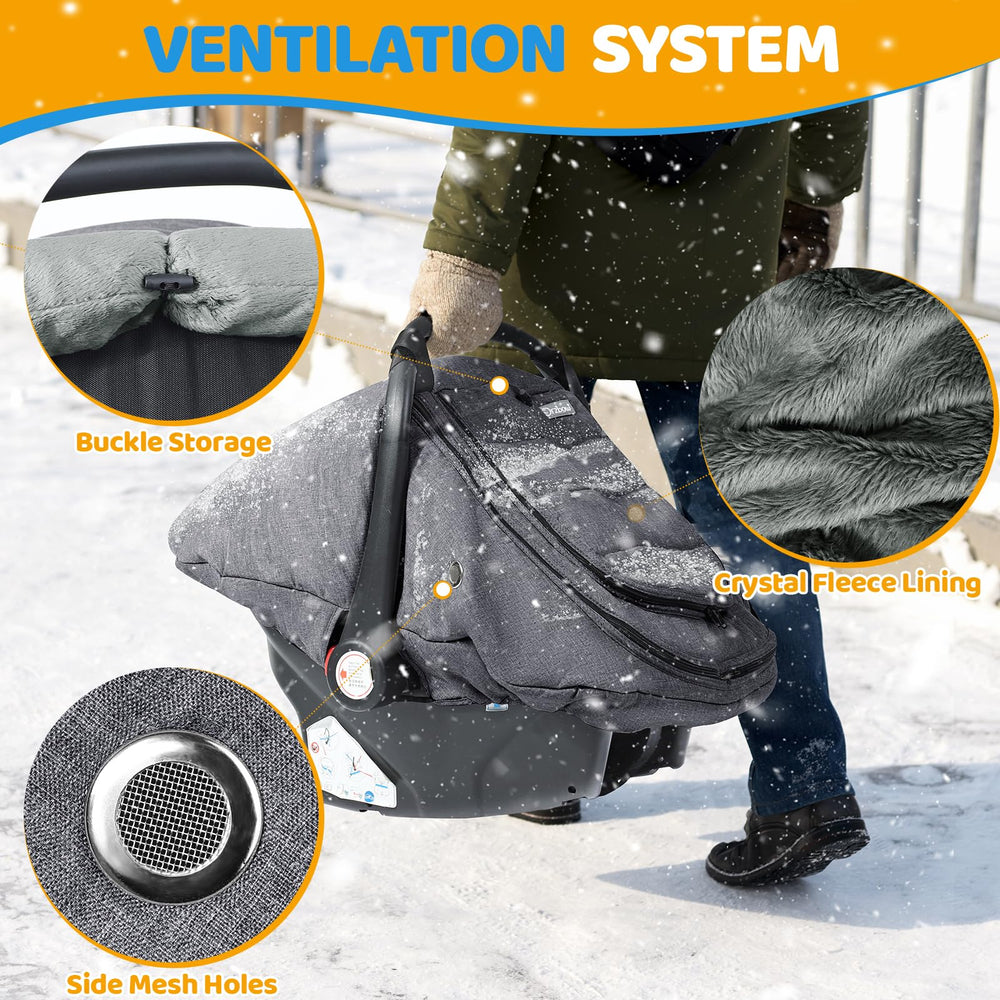 IvyWind winter car seat cover bottom straps keep baby secure during rides