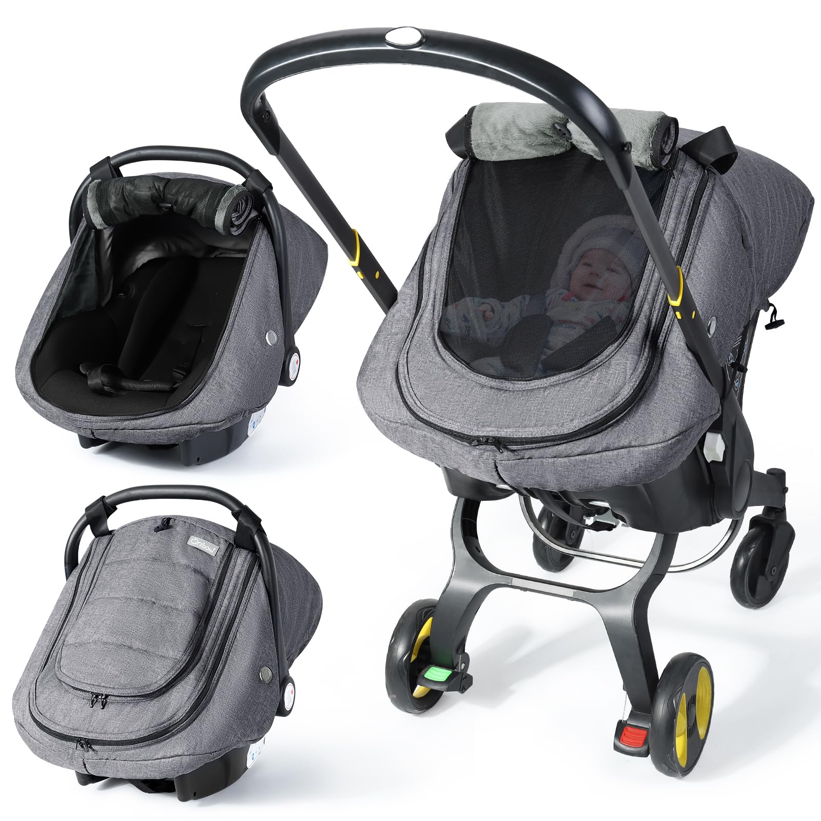 IvyWind winter baby car seat cover front view offers warm protection for cold days