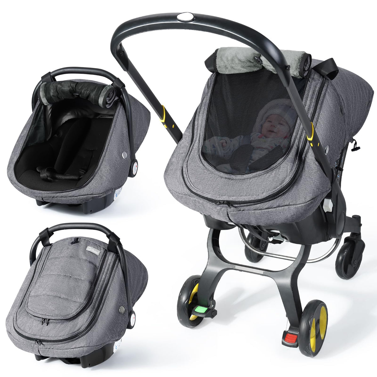 IvyWind winter baby car seat cover front view offers warm protection for cold days