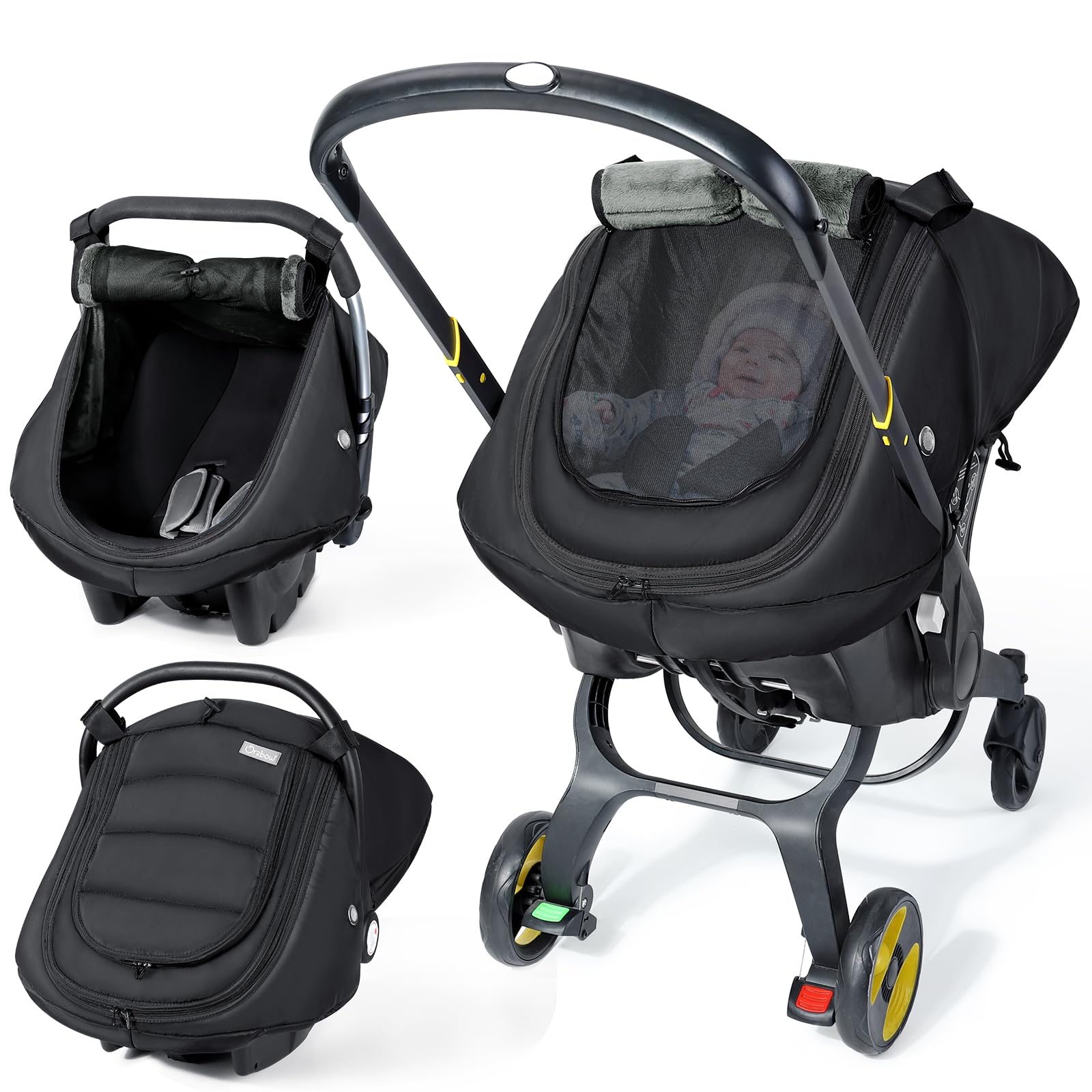 IvyWind winter baby car seat cover with warmth shields baby from cold winds.