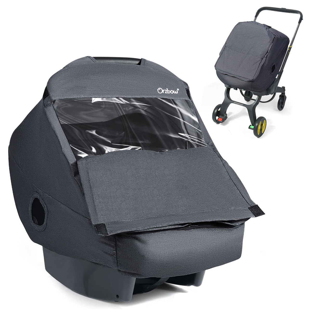 IvyWind winter car seat cover with clear peep window keeps baby cozy and visible.