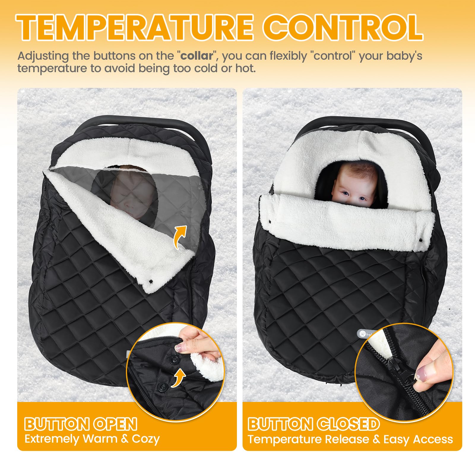 IvyWind Winter Car Seat Cover keeps baby’s hands free and comfy.