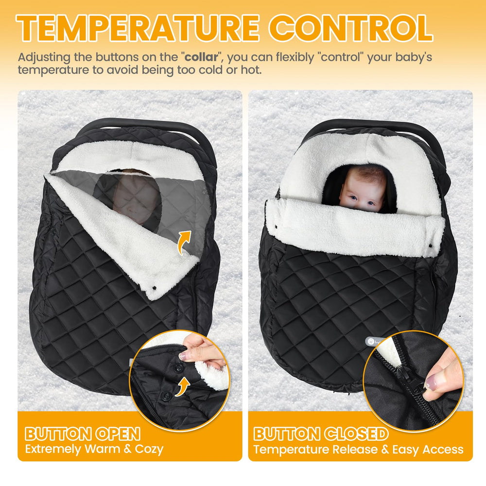 IvyWind Winter Car Seat Cover keeps baby’s hands free and comfy.