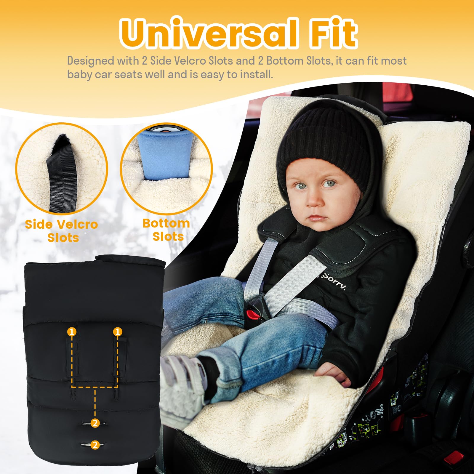 IvyWind waterproof pongee and fleece lining keeps baby warm and dry.