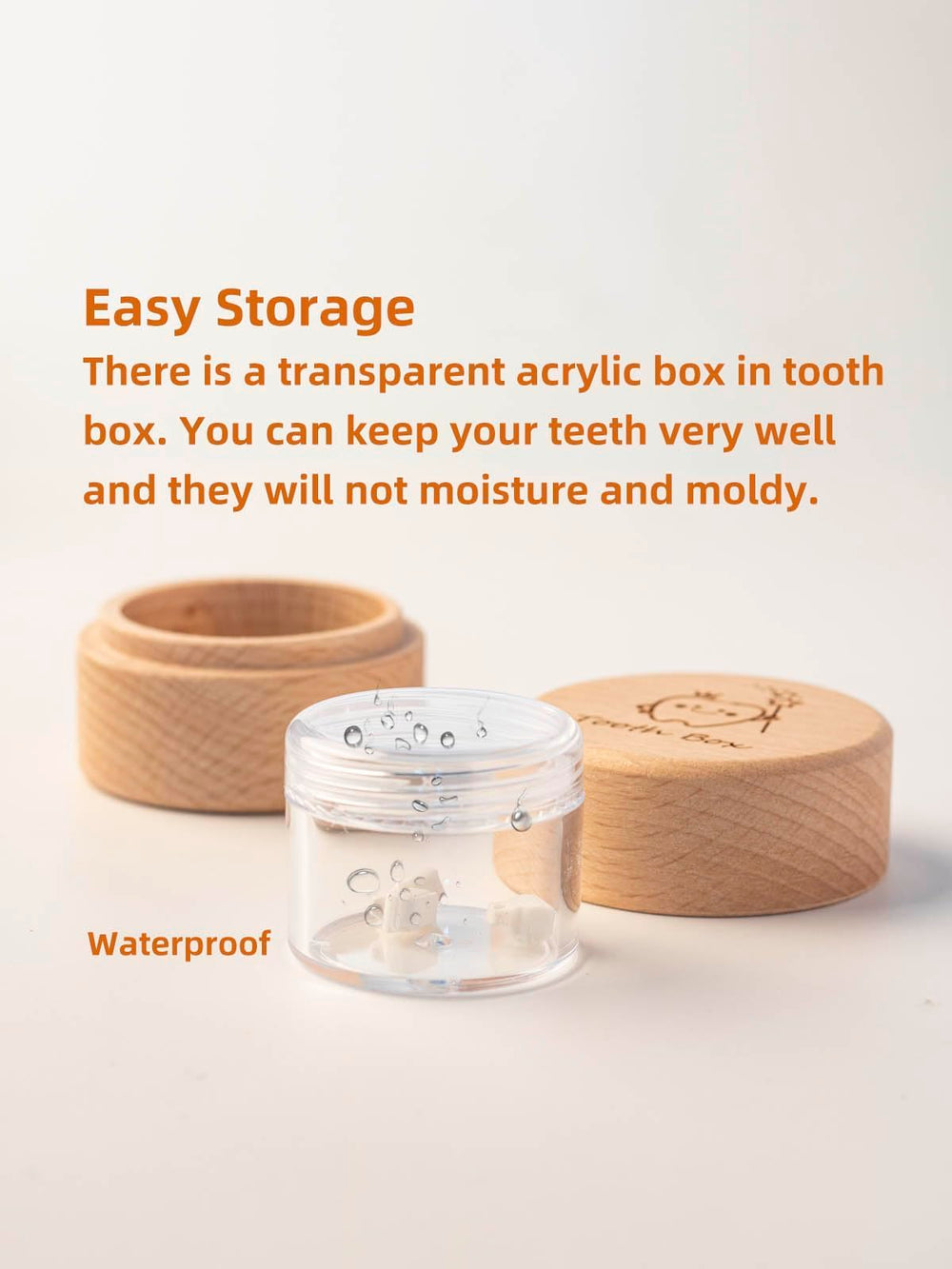 iwoohome Tooth Fairy Box acrylic bottle inside view shows easy tooth organization.