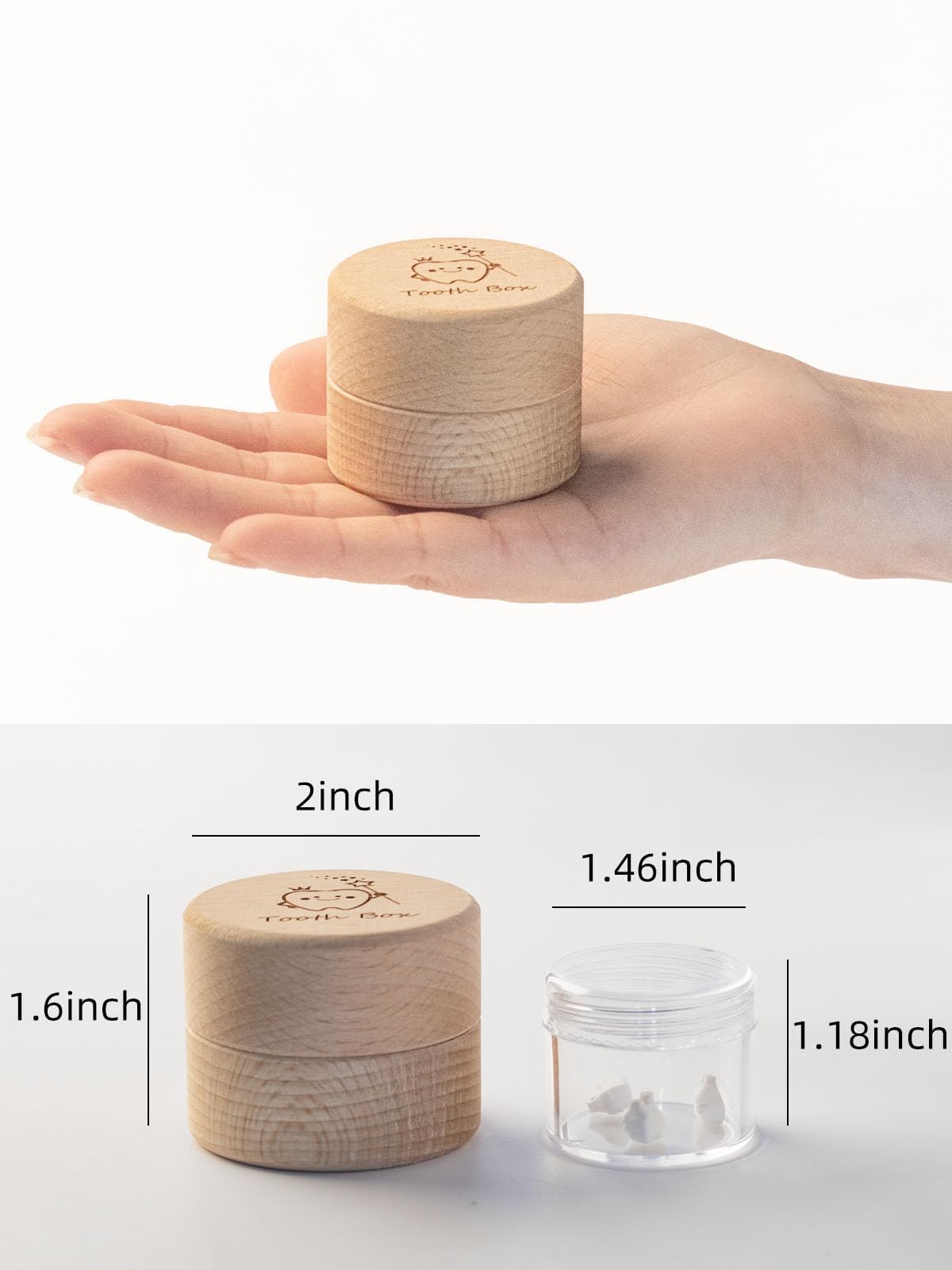 iwoohome Tooth Fairy Box beech wood texture closeup highlights natural durability.
