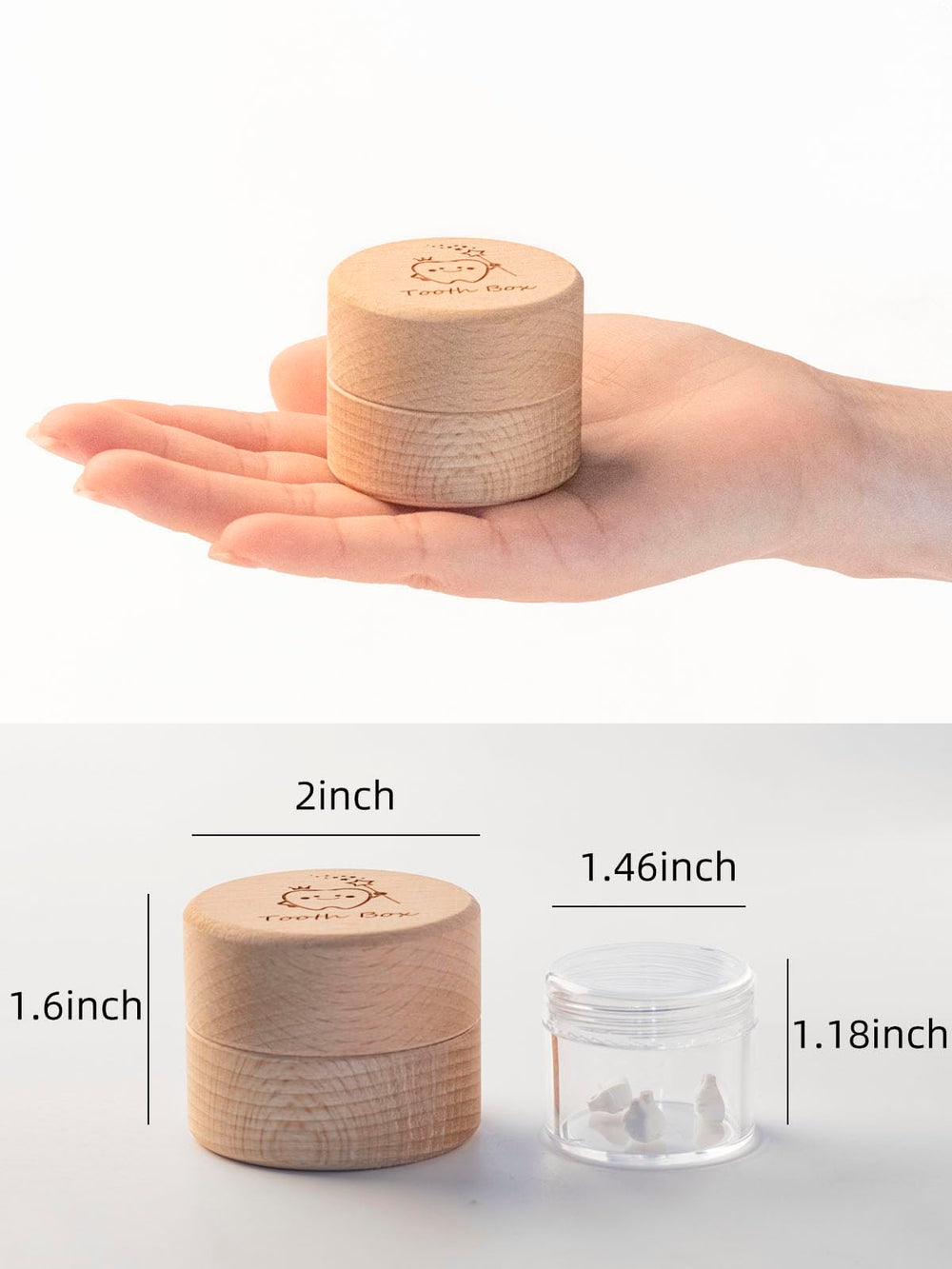 iwoohome Tooth Fairy Box beech wood texture closeup highlights natural durability.