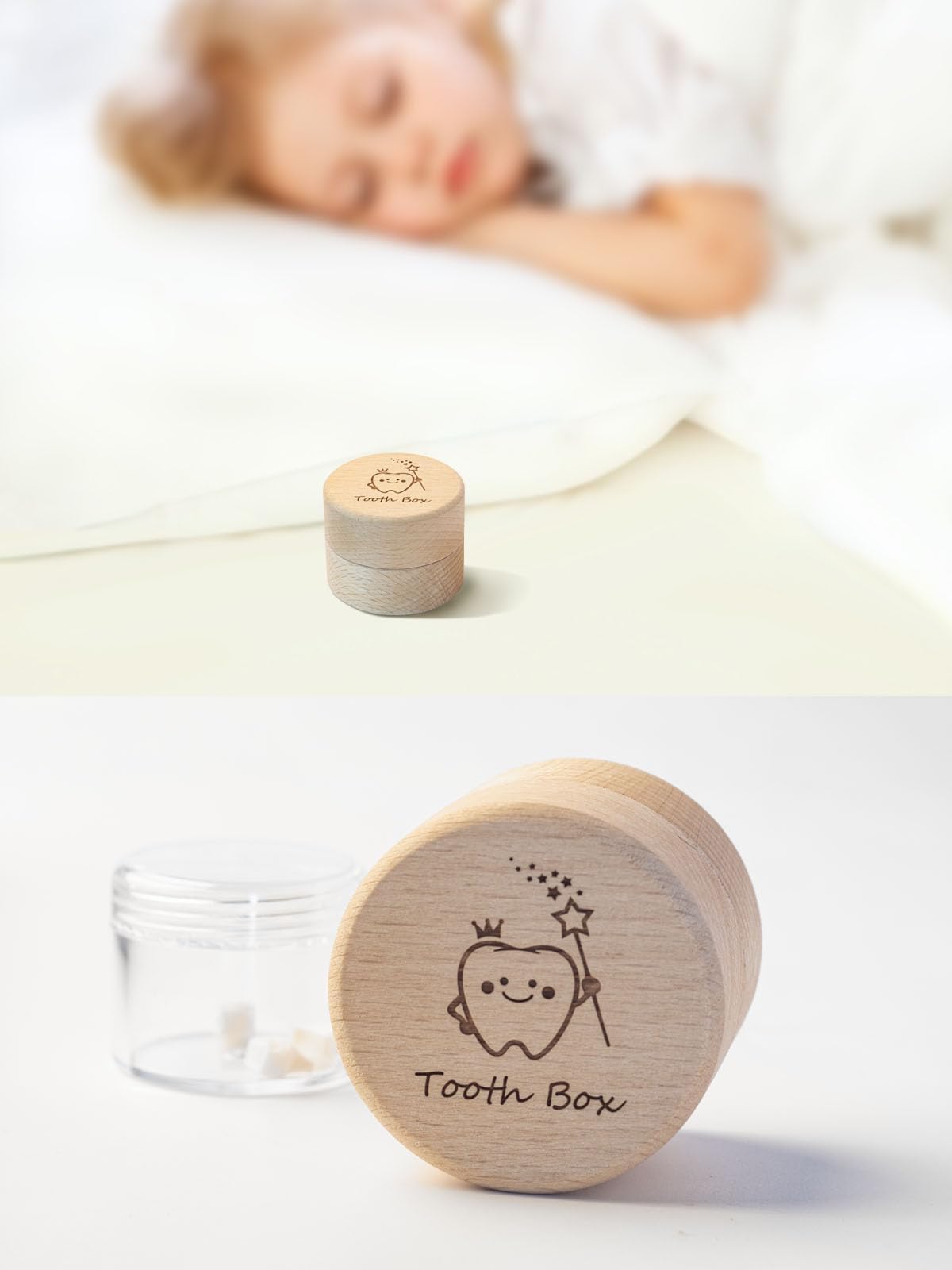 iwoohome Tooth Fairy Box compact size fits neatly on nightstands and dressers.