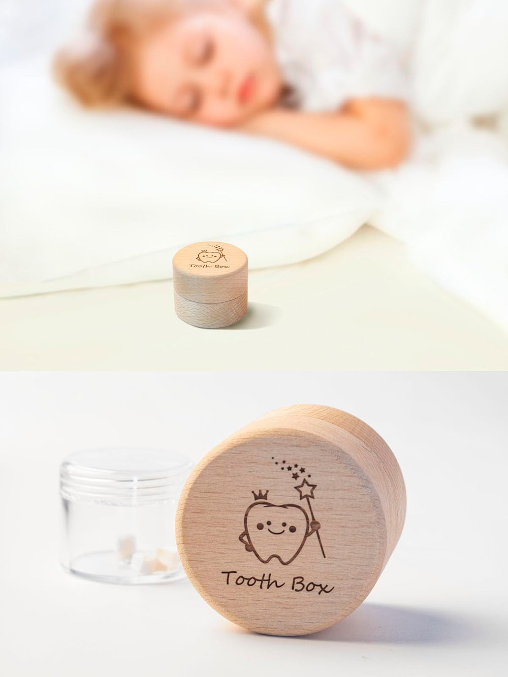 iwoohome Tooth Fairy Box compact size fits neatly on nightstands and dressers.