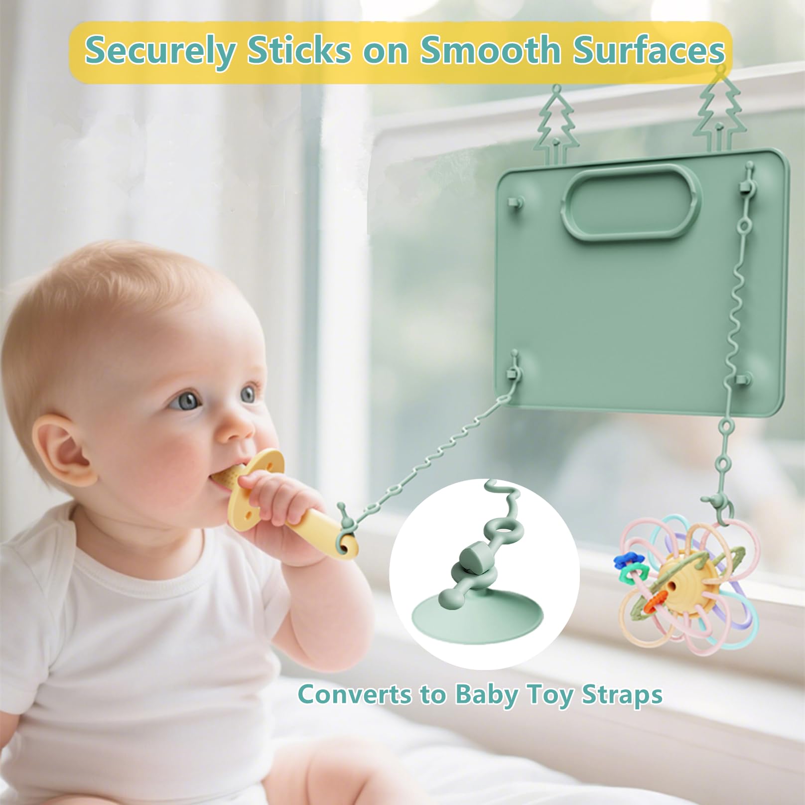Placemat rolled up for compact storage during travel or daycare.