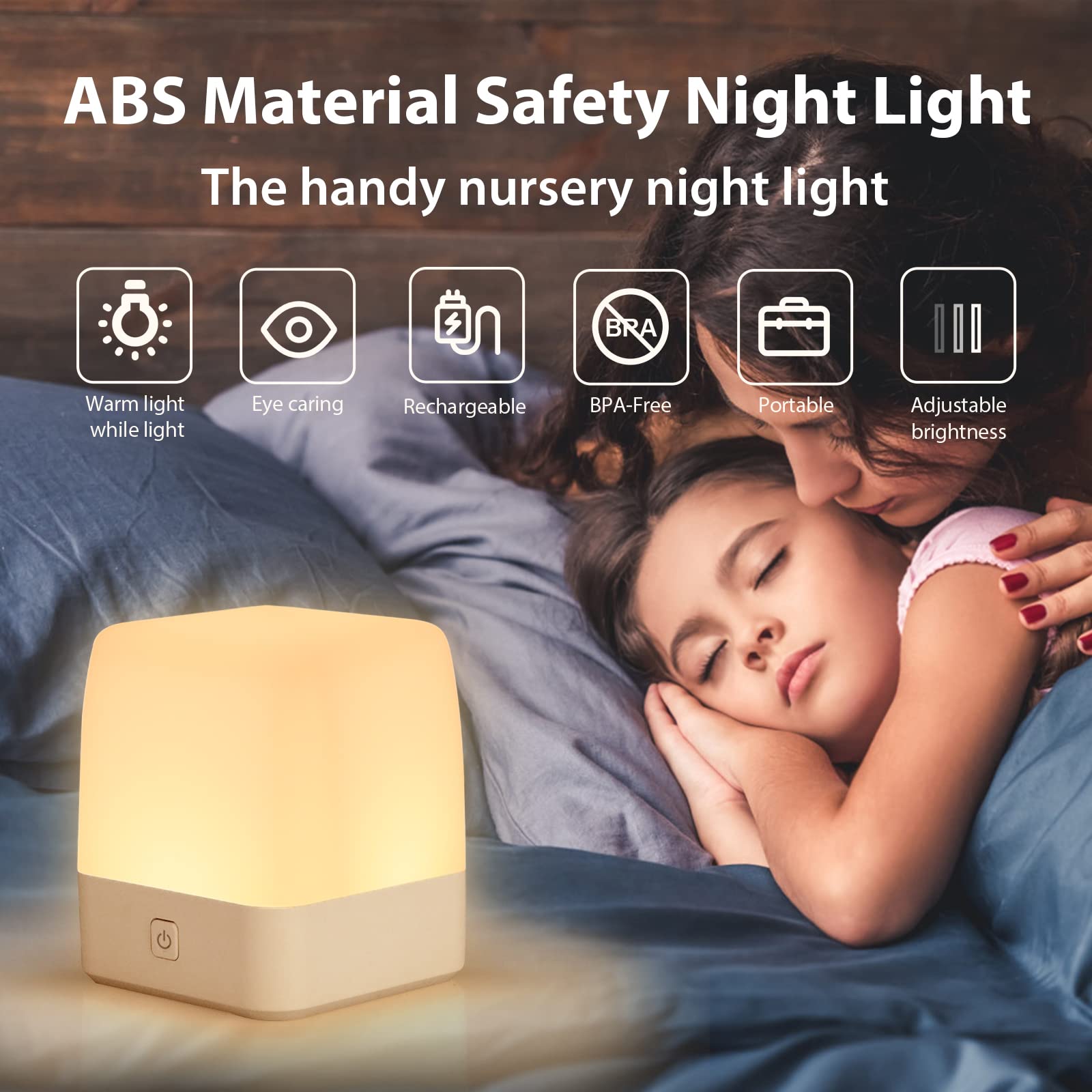 IZETIANZHE USB rechargeable night light charges via USB port.
