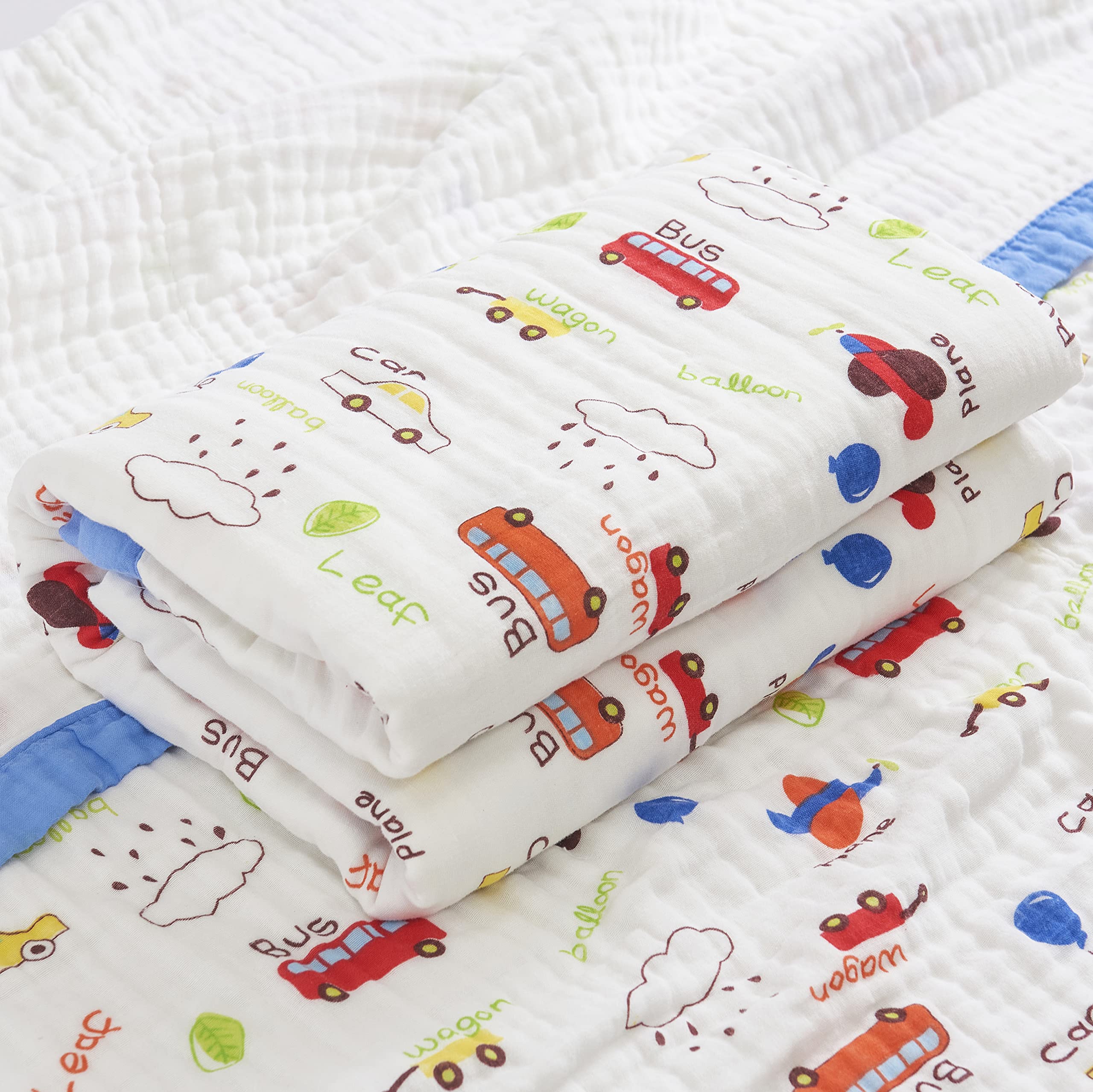 J-pinno Muslin 6-layer closeup highlights breathable, durable layering.