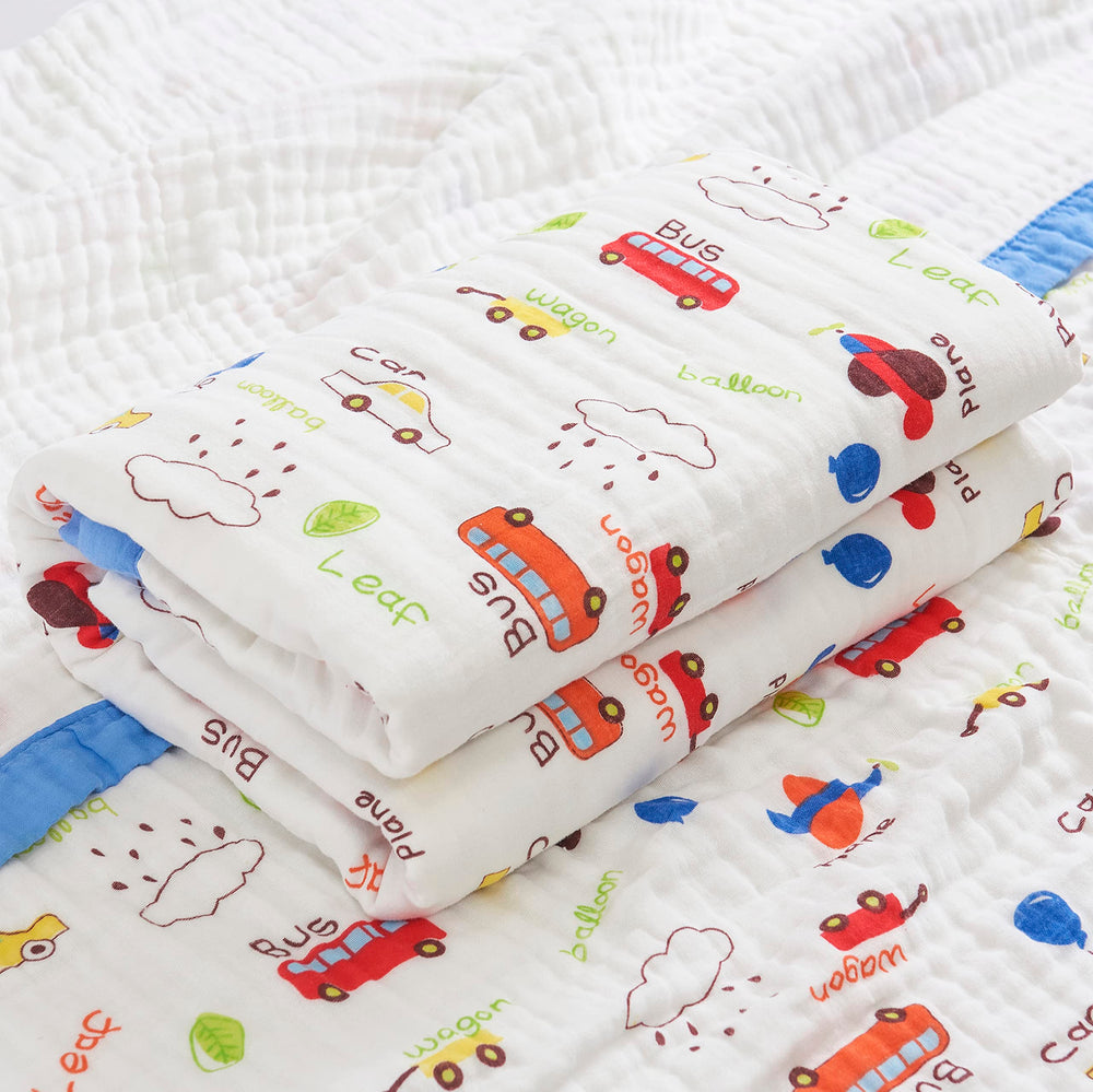 J-pinno Muslin 6-layer closeup highlights breathable, durable layering.