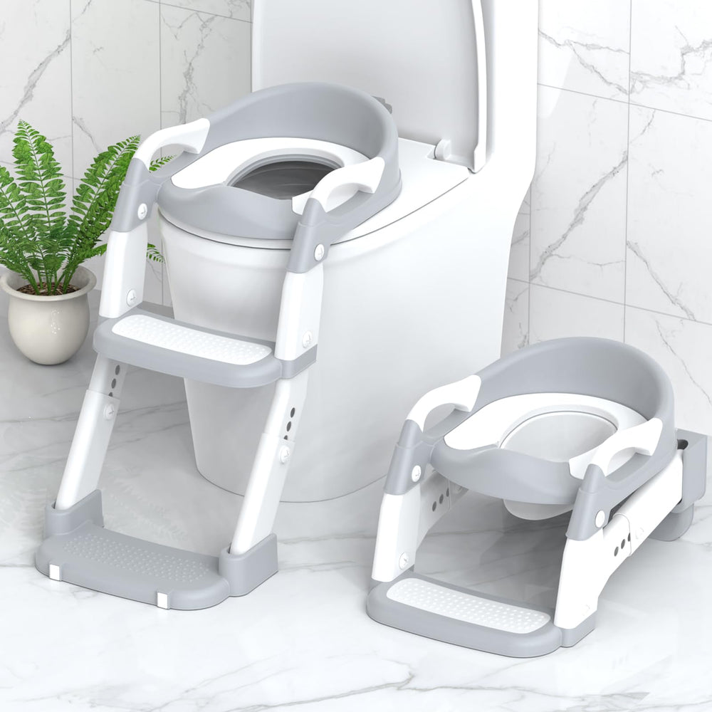 Jabaka Circle potty seat with step-stool foldable for easy storage and independent potty training