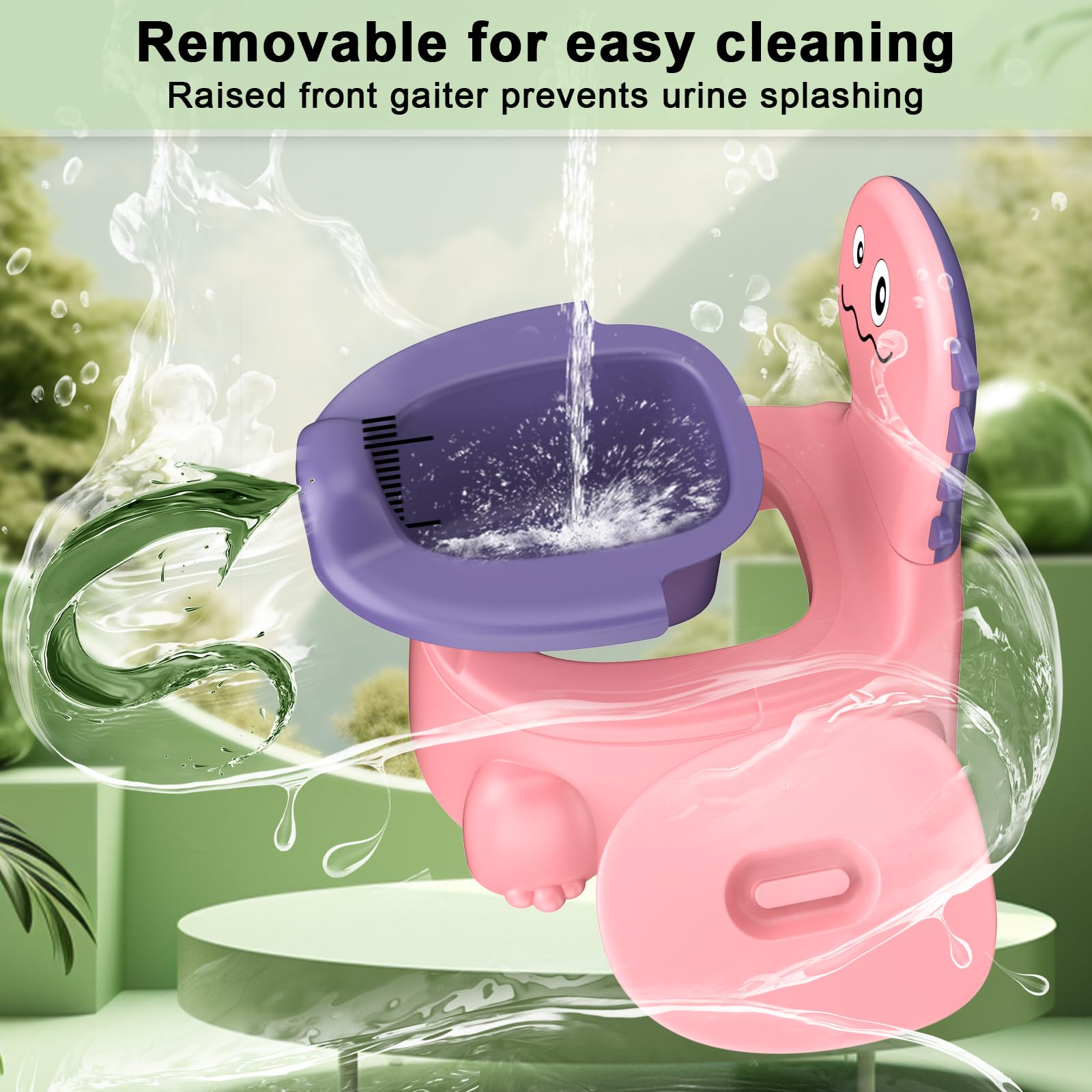 Jabaka Circle travel potty with built-in handle for easy portability.