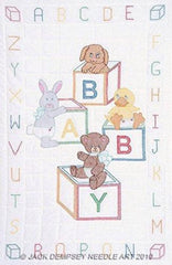 Jack Dempsey Needle Art Baby Blocks crib quilt top front view featuring preprinted design ready to stitch.