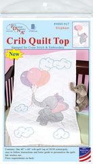 Jack Dempsey Needle Art elephant crib quilt top stamped for easy cross-stitch embroidery.