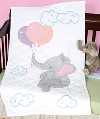Jack Dempsey Needle Art elephant quilt top ready to become a nursery keepsake.