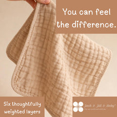 Jack & Jill & Baby cloud-soft muslin burp cloths feel gentle on baby skin.