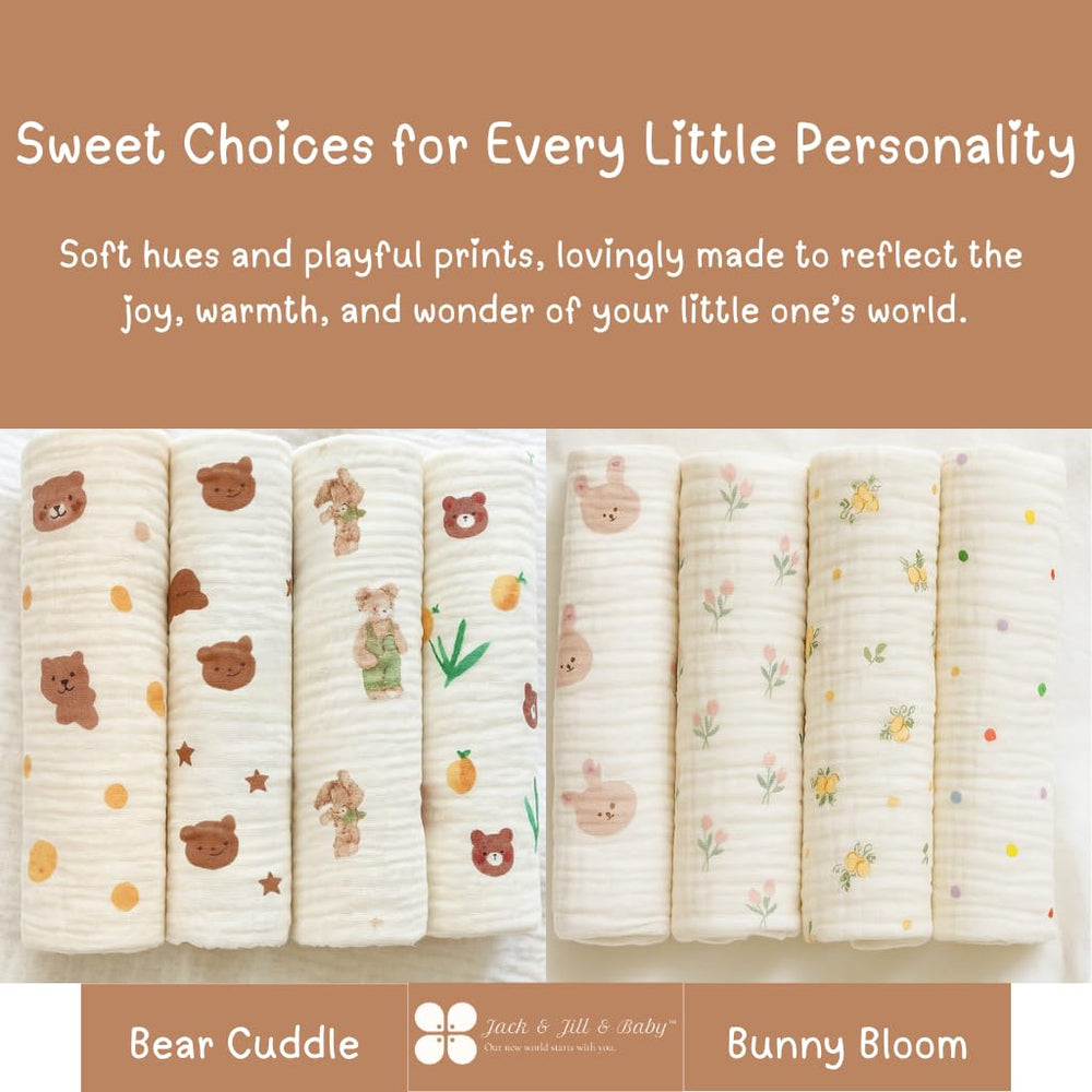 Jack & Jill & Baby washcloths used as burp cloth on shoulder during feeding.