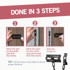 Jack N'Drill door lock installs quickly with basic tools for easy setup.