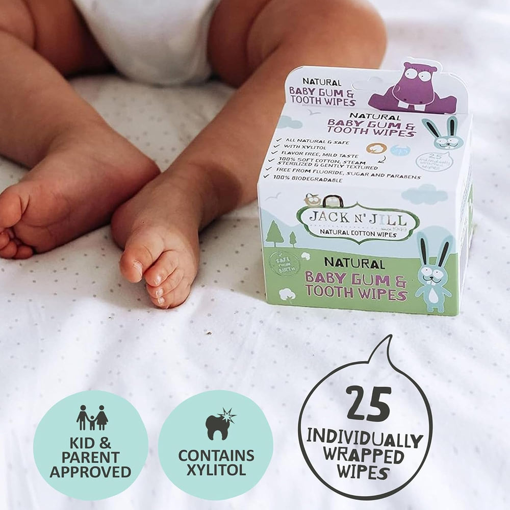 Jack N' Jill wipes are fluoride-free and sugar-free for safe oral care options.