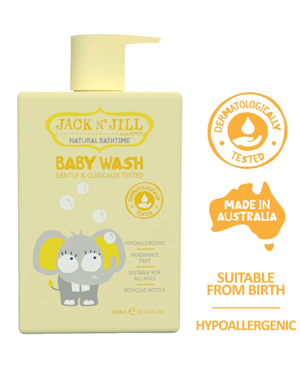 Jack N' Jill unscented baby wash applied on skin, ideal for newborns.