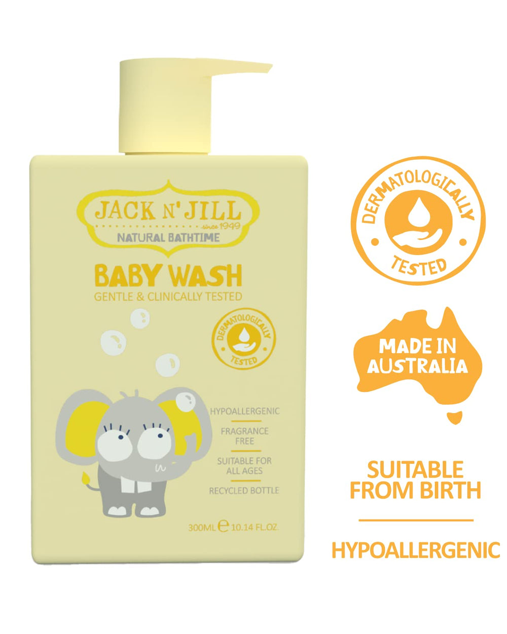 Jack N' Jill unscented baby wash applied on skin, ideal for newborns.