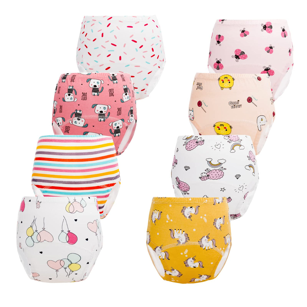 JackLoveBriefs potty training pants for girls, white front view, durable and reusable.