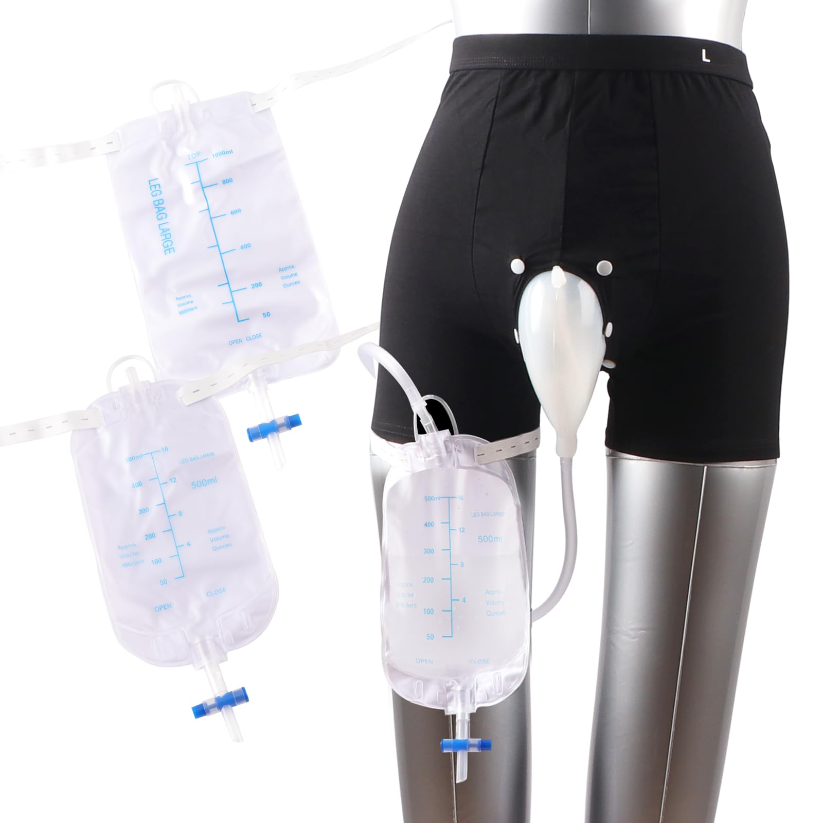 Jade Butterfly external catheter for men worn by a user for discreet mobility