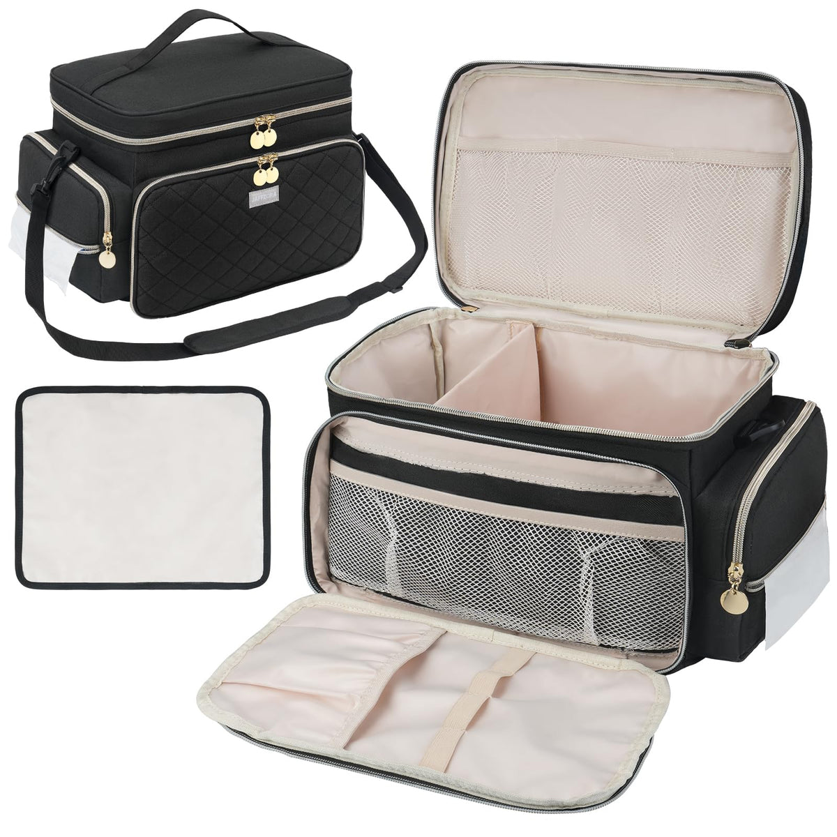 Jaffzora breast pump bag in waterproof material protecting S1 and S2 during travel.