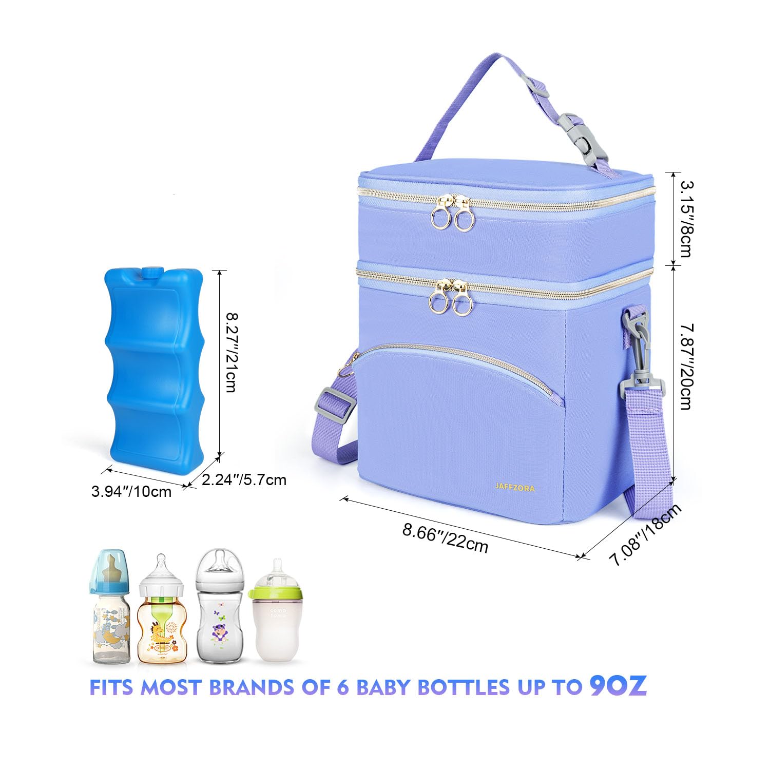 Jaffzora breastmilk cooler bag front pocket storing phone and keys.