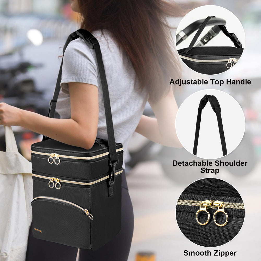 Jaffzora breastmilk cooler bag dual compartments organize bottles and snacks.