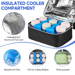 Jaffzora bag with ice packs keeps milk cool during transport.