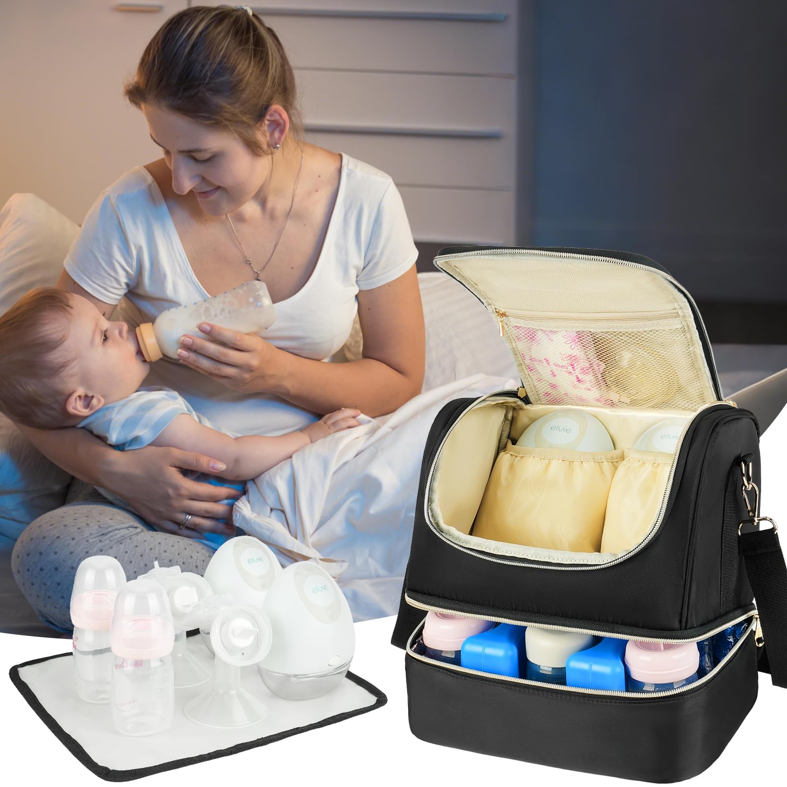 Jaffzora compatible with Willow, Elvie, and Medela wearable pumps.