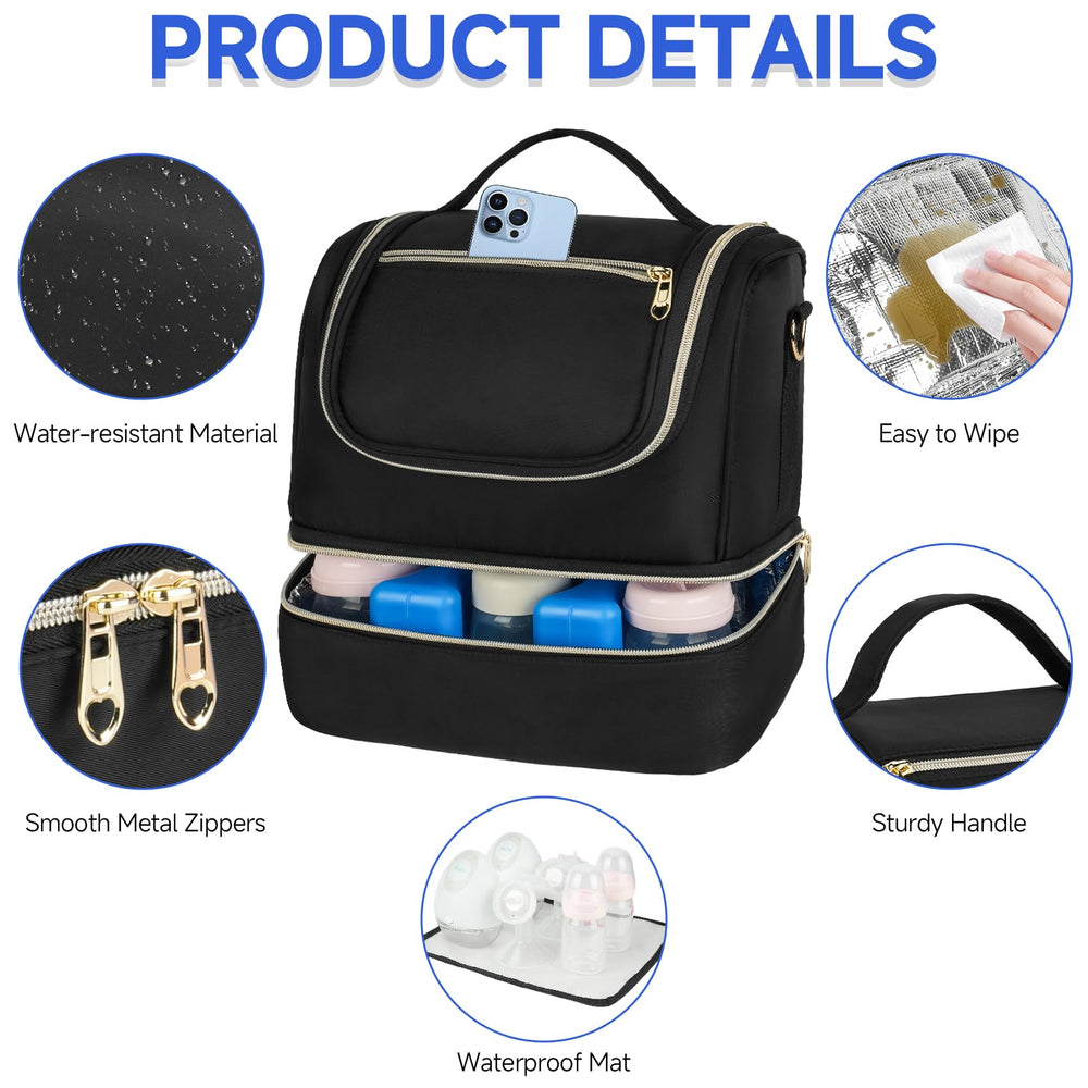 Jaffzora bag includes waterproof mat for spill protection during outings.