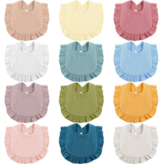 JaGely baby muslin bibs in 12 colors keep outfits dry and stylish.