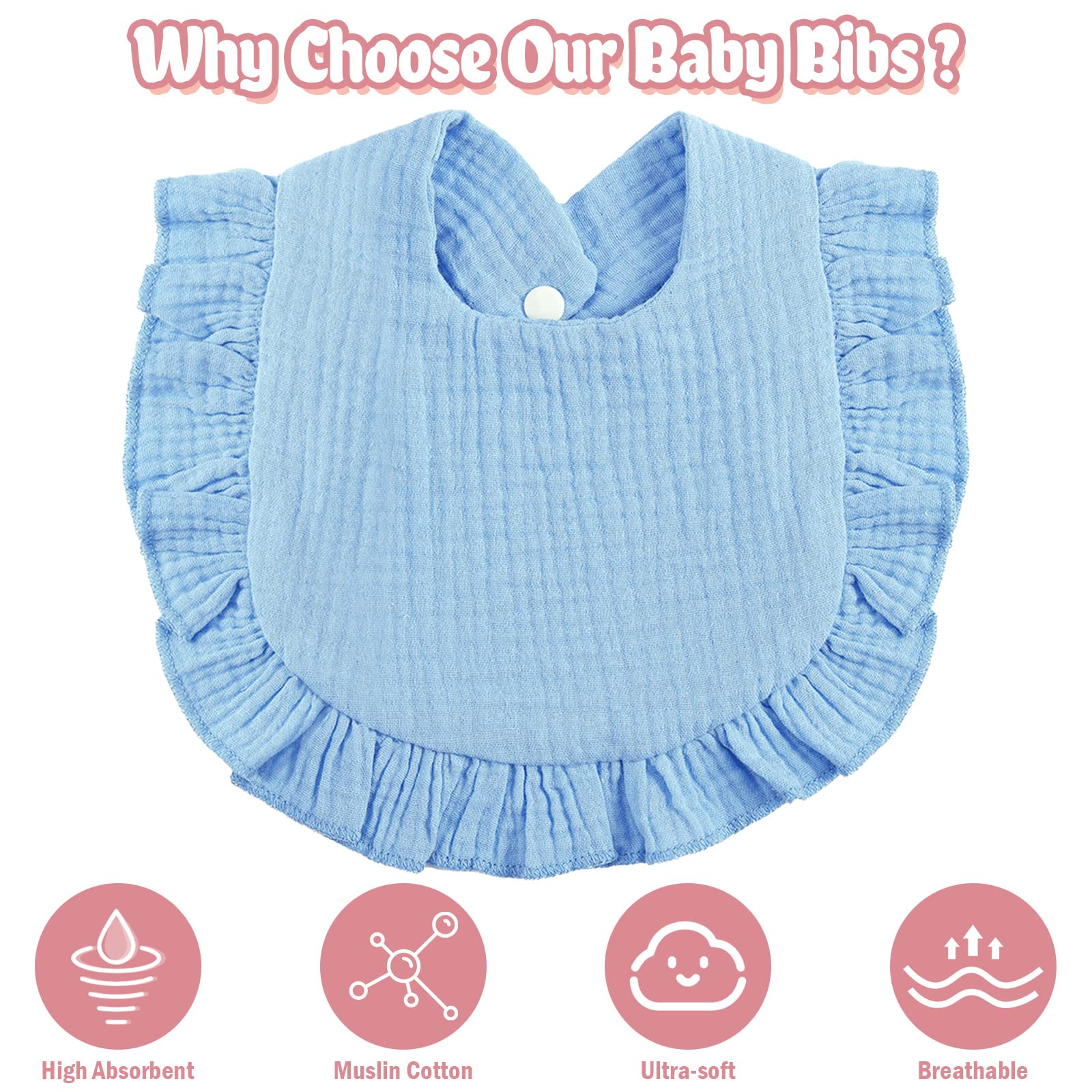 JaGely one-size baby bib fits most infants for everyday wear.