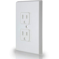 Jambini self-closing outlet covers installed to blend with decor outlets.