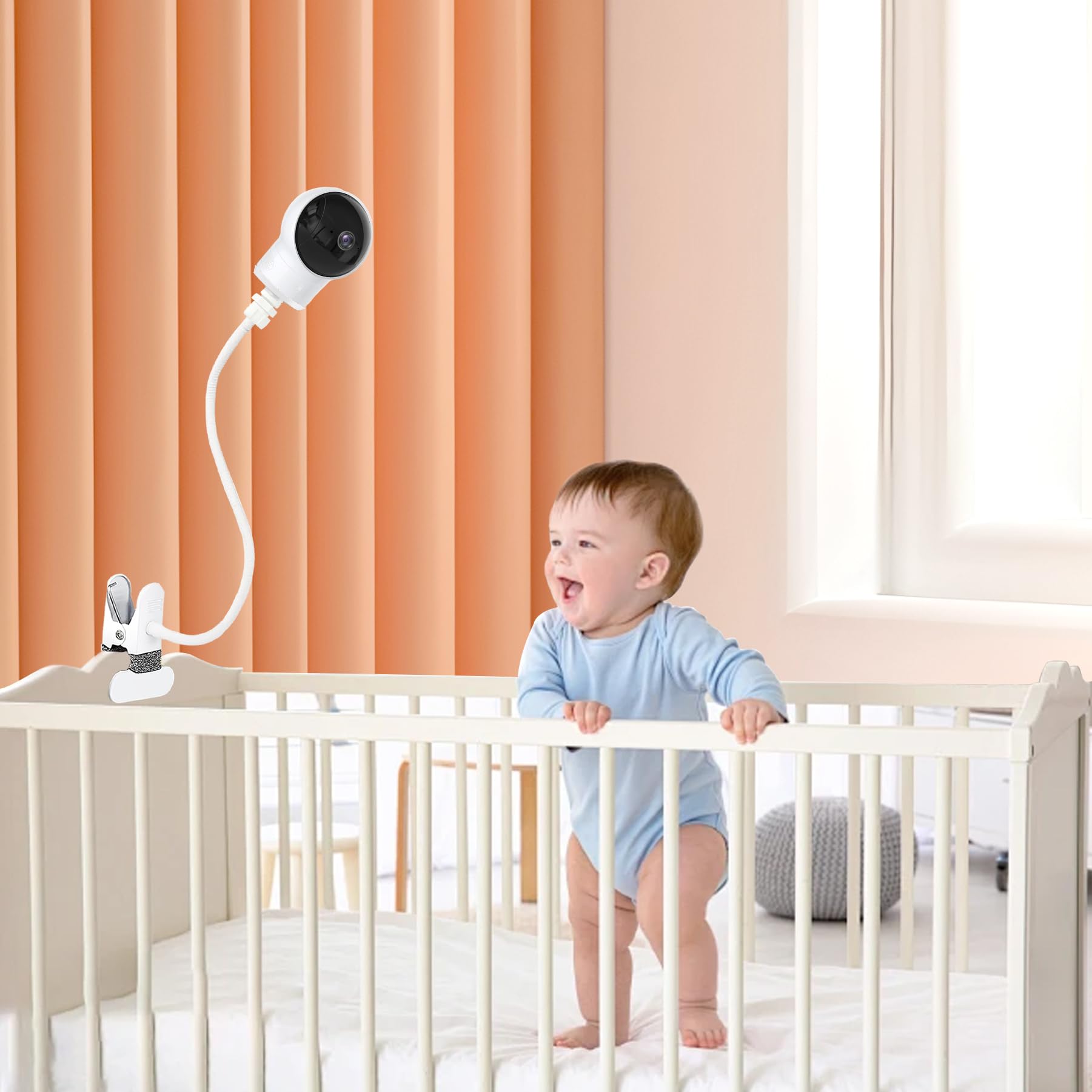 JAMYOK crib-rail-attachment clamps securely to prevent slips.