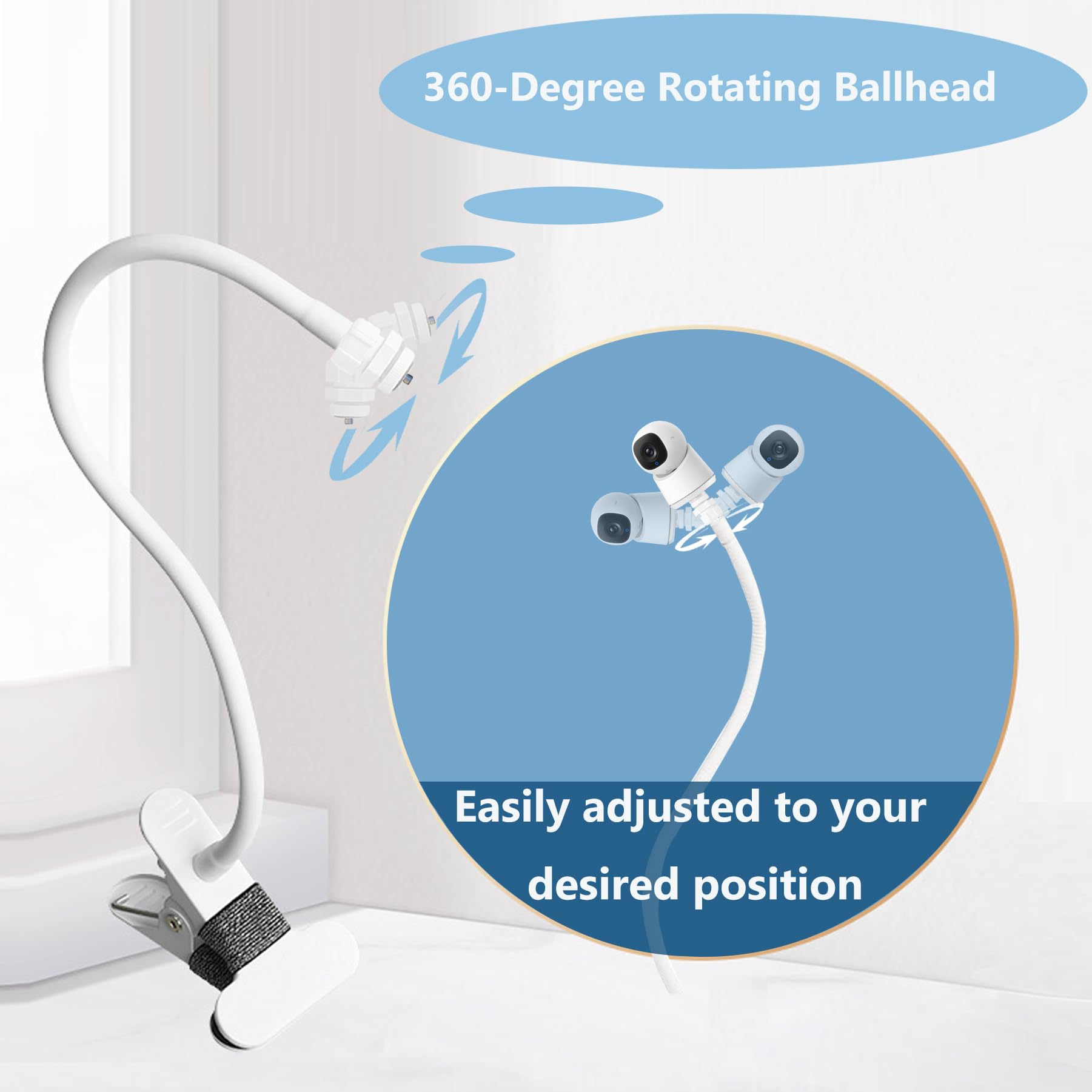JAMYOK gooseneck-16in provides flexible positioning over the crib.