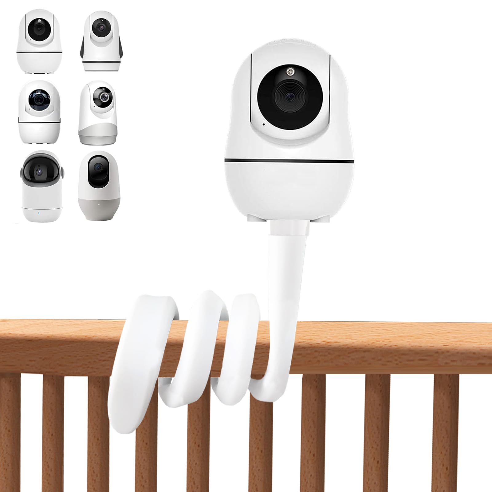 JAMYOK baby monitor mount showing Hello Baby compatibility for flexible viewing